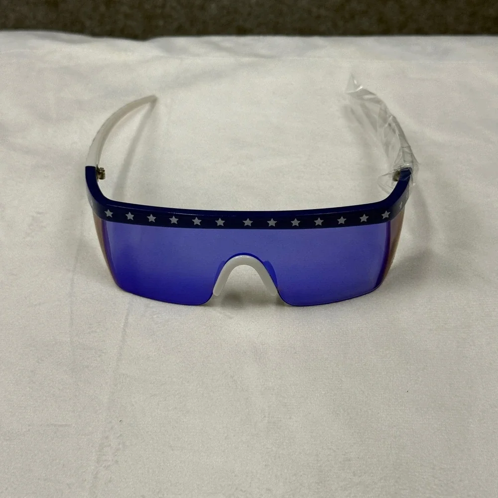 Tipsy Elves Patriotic USA Stars and Stripes Shield Sunglasses Blue Mirror‎ Lens